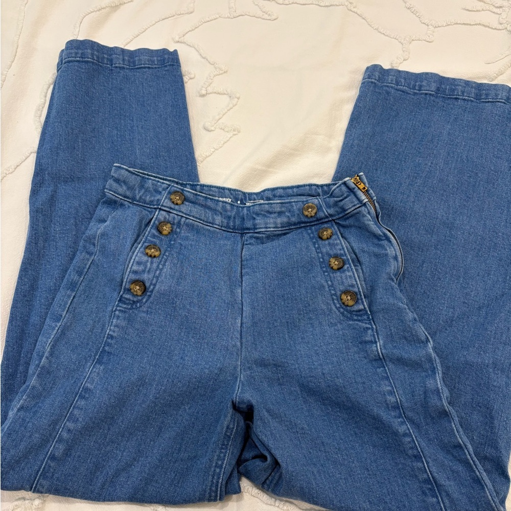 Old Navy Blue High-Rise Button-Front Jeans